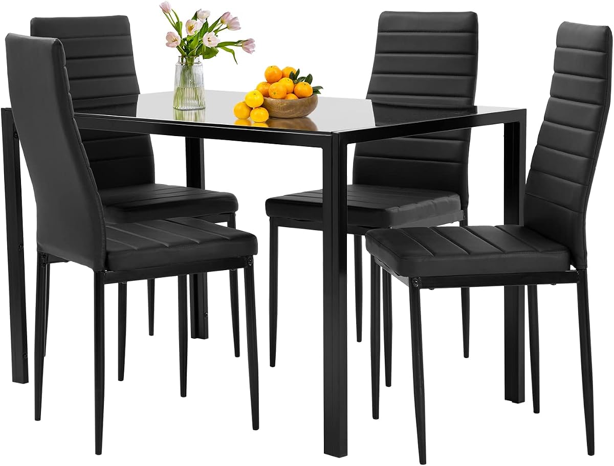 FDW 5-Piece Glass Dining Set